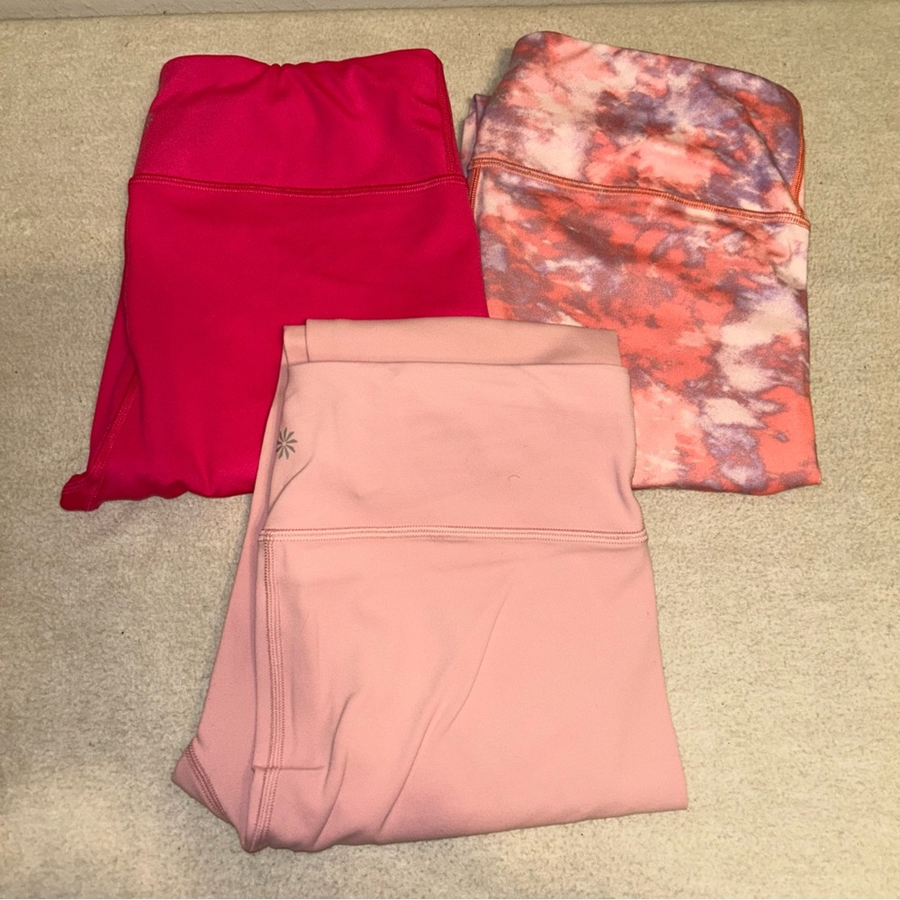 Bundle Athleta Girl High‎ Rise Powervita chit chat tight Leggings Pink XXL/16